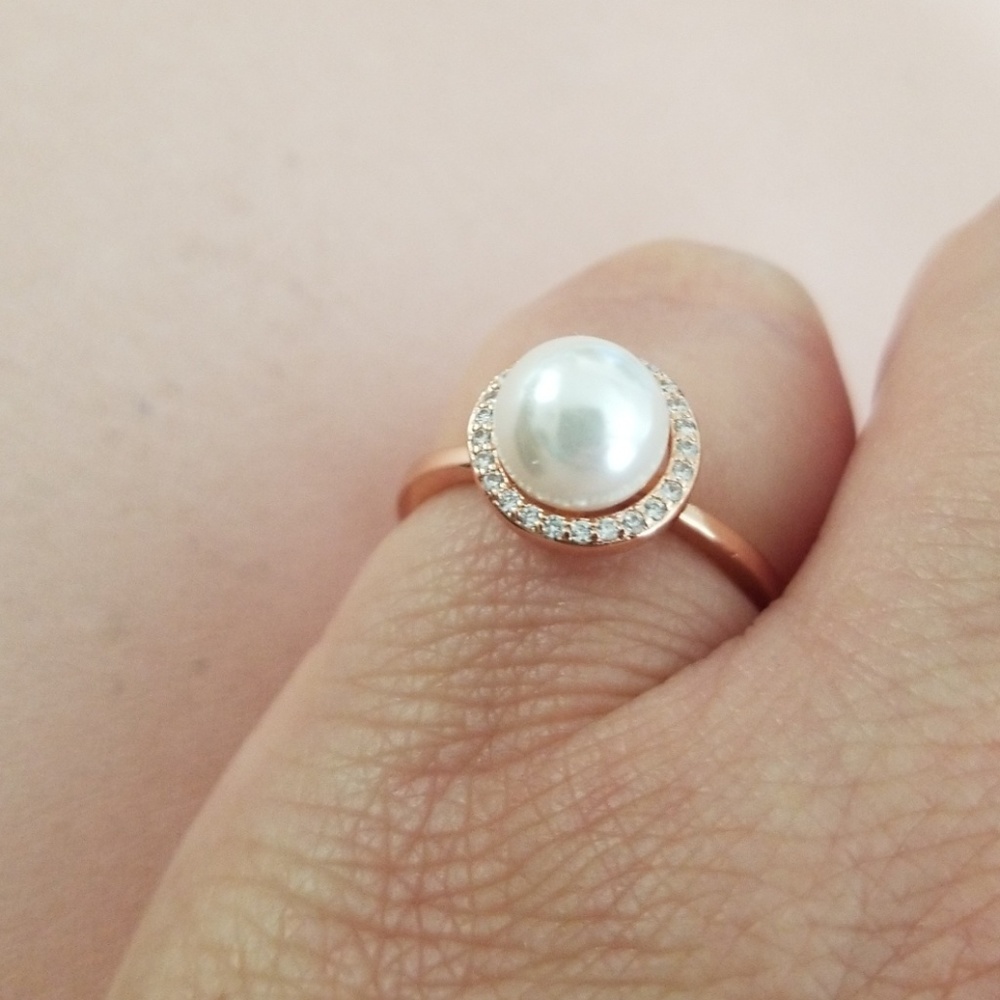 🌈# 88. Fashion Women 18KRose Gold Plated Pearl Ring - Picture 4 of 7